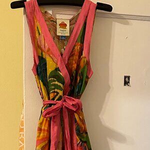 NWT FARM Rio Pink Yellow Motif Forest Maxi Dress in XS